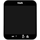 Vitafit 15kg Digitale Küchenwaage, Multifunktions-Lebensmittelwaage, Digitalwaage mit LED-Display, Gehärtetes Glas Gewicht Gramm 1 g Richtigkeit,Schwarz