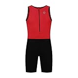 Rogelli Florida Triathlon Anzug Herren & Damen, Badeanzug Unisex, Trisuit, Iron Man Anzug Erwachsene - Rot/Schwarz, L