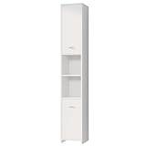 Casaria® Badezimmerhochschrank 180x30x30cm 6 Fächer Magnetverschluss 2 Türen Bad Hochschrank Badschrank Badezimmerschrank Weiß