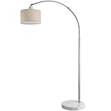 MONZANA® Bogenlampe Stoffschirm Marmorfuß 150-175 cm Höhenverstellbar Fußschalter Schwenkbar E27 Wohnzimmer Schlafzimmer Stehlampe Standleuchte Leinen