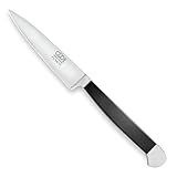 Güde Solingen Made in Germany - deutsches Spickmesser Handarbeit 10 cm Klingenlänge Alpha Pure Doppelkropf - geschmiedet Ergonomischer schwarzer Micarta-Griff - kleines Küchenmesser Officemesser