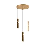 BARASH Mini-Pendelleuchten für Kücheninsel, moderne Decken-Pendelleuchte aus gebürstetem Messing, goldfarben, mit GU10-LED-Glühbirne, einzelne verstellbare Röhren-Hängeleuchte für Bar, Wohnzimmer,