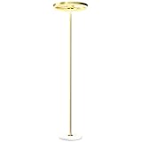 HOMCOM Stehlampe LED Wohnzimmer Dimmbar Stehleuchte mit 3 Lichtfarben, Fußschalter, Standleuchte mit Metallständer, Acrylschirm für Schlafzimmer, Büro Gold