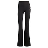 adidas Women's Essentials SMALL Logo Flared Leggings, Black/White, L