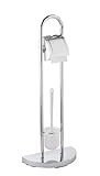 WENKO WC-Garnitur Raumwunder - WC-Bürstenhalter, platzsparend, halber Standfuß, Stahl, 33 x 84 x 18 cm, Chrom