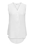 ONLY Damen Tank Top Blusen Shirt | Langes V-Ausschnitt Regular Fit Oberteil | ohne Ärmel ONLJETTE, Farben:Weiß, Größe:40