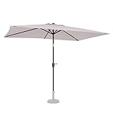 VONROC Sonnenschirm rechteckig 200x300 - Rechteckiger Sonnenschirm für Terasse, Garten, Balkon, Gastro - Knickbar, Kurbel, Wetterfest - Rapallo (Beige)