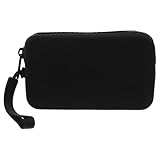 minkissy Silikon Kosmetiktasche Quadratisch Kleine Reise Make Up Tasche mit Reißverschluss Schwarzer Organizer für Pinsel und Lippenstift Kompakter Reisebeutel