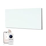Hocosyme Infrarotheizung Glas 800W, Infrarot Glasheizung mit Fernbedienung 120x60 CM,Elektroheizung mit Überhitzungsschutz - WIFI (Tuya Smart) - Weiß - TÜV.