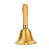 Metall Glocke mit Holzgriff - Hand Tischglocke, Gold überzogen Handglocke, Weihnachts Glocken, Service Bell für Schule Feiertagsdekoration Abendessen am Empfang Zuhause Hotelservice Hundetraining