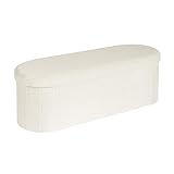Bonlife Sitzbank mit Stauraum, klappbare Sitztruhe, Aufbewahrungsbox, Fußbank,Liebe, für Schlafzimmer Wohnzimmer Flur, Weiß, 110x38x38 cm
