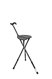 KMINA PRO - Gehstock mit Sitz Höhenverstellbar, Klappsitz, 3 Beinen, Stuhl, Spazierstock