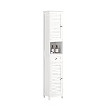 SoBuy® FRG236-W Badezimmer-Hochschrank Badregal Badschrank Badmöbel mit 1 offenem Fach, 1 Schublade und Türen, weiß BHT ca: 32X170X30cm