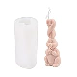 Ferleiss Osterhase Silikonform Kerzenformen, 3D Osterhasen-Silikonform 3D-Kerzen-Silikonform Lange Ohren Häschen Kaninchen