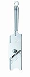 RÖSLE Gourmethobel Hochwertiger Hobel für Trüffel, feine Pilze, Parmesan / Radieschen, hauchdünne Scheiben, stufenlos verstellbar, Edelstahl 18/10, Rundgriff mit Aufhängeöse inkl. Restehalter, Silber