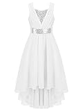 iEFiEL Mädchen Kleid Festlich Glitzer Festkleid mit Pailletten Hochzeit Blumenmädchenkleider Prinzessin Kleid Vokuhila Kleid Cocktailkleid Partykleid Silber 146-152