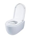 RD Luxury| Spülrandloses Hänge WC, Wand-Toilette 53 cm, geräuscharme Spülung, inkl. WC-Sitz mit Absenkautomatik, WC Set aus Keramik Weiß inklusive Schallschutz-Set.