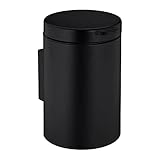 Relaxdays Kosmetikeimer Wandmontage, 3 Liter, Absenkautomatik, entnehmbarer Inneneimer, Bad Mülleimer, Stahl, schwarz, Kunststoff