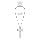 StonyLab Scheidetrichter Glas, Borosilikatglas 500ml Scheidetrichter Heavy Wall Conical Separatory Funnel Trichter mit Glas Absperrhahn 24/29 Gelenk und PTFE-Absperrhahn - 500ml