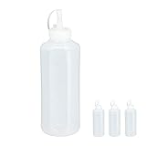 Relaxdays 10028643 Quetschflasche, 4er Set, 1000 ml, für Saucen, Spritzflasche zum Befüllen, Squeeze Flasche, Kunststoff, klar