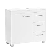 VASAGLE Waschbeckenunterschrank, Badezimmerschrank, 3 große Schubladen, 30 x 70 x 64 cm, Badschrank, 2 Fächer hinter der Tür, Badezimmer-Unterschrank mit Füßen, wolkenweiß BBK503W10