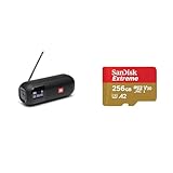 JBL Tuner 2 Radiorekorder in Schwarz – Tragbarer Bluetooth Lautsprecher mit MP3 & SanDisk Extreme microSDXC UHS-I Speicherkarte 256 GB + Adapter Für Smartphones, Actionkameras und Drohnen