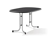 Sieger 252/A Boulevard-Klapptisch mit mecalit-Pro-Platte 140 x 90 cm, Stahlrohrgestell graphit, Tischplatte Schieferdekor anthrazit