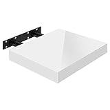 WOLTU Wandregal Volato Wandboard freischwebend hochglänzend weiß Schweberegal CD DVD Regal Bücherregal Holz Board 25x22,9x3,8cm RG9488ws