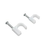 200 Stück 2 Größen, weiß, starke Kabel-Clips, 6 mm und 8 mm, runde Kabel-Clips mit Stahlnägeln, Kabelmanagement, Kabelverschlüsse, elektrische Ethernet-TV-Lautsprecherkabel