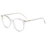 Firmoo Blaulichtfilter Brille für Damen Herren ohne Sehstärke Anti Blaulicht UV Schutzbrille TR Vollrandbrille gegen Augenbelastung Entspiegelte Nerdbrille (Transparent)