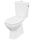 VBChome WC Toilette Stand Spülrandlos Keramik Komplett Set mit Spülkasten Funktion für Senkrecht Abgang WC-Sitz Slim aus Polypropylen mit Absenkautomatik Deckel Senkrecht Ablauf