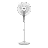 Fakir VC 43 SF – Höhenverstellbarer leiser Standventilator mit Fernbedienung, 3 Stufen, Luftkühler, Timerfunktion, Durchmesser 44 cm, Weiß, 40 Watt, Ventilator