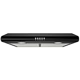 FIREGAS Dunstabzugshaube 60cm für Umluft- oder Abluftbetrieb, Unterbauhaube 60cm mit Bürstenloser motor, 3 Leistungsstufen, LED Beleuchtung, Abzugshaube Abluftleistung 250 m³/h, Schwarz