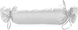 Mako Satin Baumwoll Nackenrollen Bezug 15x40 - Nackenrollenbezug weiß mit Reißverschluss aus 100% Baumwolle - Kissenrolle weich Überzug einfarbig Weiß- Made in EU