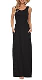 AUSELILY Damen Sommer Ärmelloses Lockeres Maxikleid...