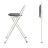 SMELEDFCFK Klappbar Küchenhocker Barhocker PU-Leder Barstuhl Runde Klapphocker Mit Rückenlehne Faltbarer Tresenhocker Mit Fußstütze Grau Esszimmerstuhl