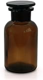 CXWK 3 x Apothekerflasche 250 ml - Farbe: Braun - inkl. Glasstopfen Weithalsflasche Apothekerglas Stopfenflasche Laborflasche Laborglas Rundschulterflasche Weithalsflaschen Stopfenflaschen