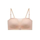 XFSRG Damen Trägerloser BH mit vorderer Schnalle Ohne Bügel Nahtlos Bandeau BHS Push Up RüCkenfrei BH Unterwäsche mit Abnehmbare Träger (Hautfarbe L)