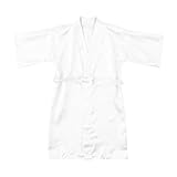 Trikots Bademantel aus Satin Seide im Kamin Kleinkind Bademantel für Babys nachts Kleidung Kinder solide (White, 5-7 Years)