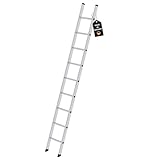 PROREGAL Sprossen-Anlegeleiter 350mm breit ohne Traverse | 9 Sprossen | Leiter, Teleskopleiter, Trittleiter, Bockleiter, Sprossen-Doppelleiter