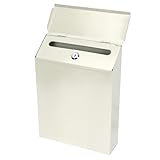 Ipetboom Briefkasten aus Eisen zur Wandmontage mit Abschließbarem Schloss Wetterbeständig Cremeweiß Großer Stauraum für Post und Zeitungen für Außenbereich