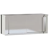 vidaXL Küche Wandschrank, Küchenschrank mit Schiebetüren Wandmontage, Gastro Hängeschrank Schrank, Edelstahlschrank Wandhängeschrank, Edelstahl