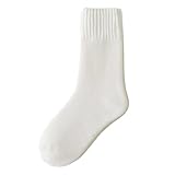Generisch Damen Winter Socken Einfarbig Flauschfutter Wärmend Homewear Schlaf Mittehoch Thermostrümpfe Gemütlich Dicke Kuschelsocken Atmungsaktiv Weich Stoppersocken Flauschige 1 Paar Haussocken