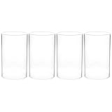 VICASKY 4 Stücke Glaszylinder Teelichtgläser Kerzenhalter Windlicht Glashütte Windlichtgläser Ersatz Zylinder Offenes Ersatzglas Kerzenschirm für Zuhause Party Tischdeko