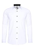 Rusty Neal Herren-Hemd Premium Slim Fit Langarm Stretch Kontrast Hemd Business-Hemden Freizeithemd, Größe S-6XL:M, Farbe:Weiß/Schwarz