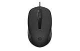 HP 150 Kabelgebundene USB-Maus – Ergonomisch, 3 Tasten, 1600 dpi, optischer Sensor, beidhändig nutzbar, Plug & Play, für Windows 7/8/10, Schwarz