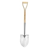 Berry&Bird Gärtnerspaten, Edelstahlkopf für Harte, steinige Böden und 110cm Holzspaten mit D-Griff für Gartenarbeit, Camping, Umpflanzen