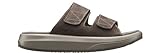 JOYA Max III Brown, Hausschuhe aus Nubukleder, Schlupfsandale mit Klettverschluss, braun, 46