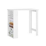 SoBuy Bartisch Beistelltisch Stehtisch Küchentheke Küchenbartisch mit 3 Regalfächern Tresen weiß BHT. 112x106,5x57cm FWT17-W
