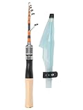 Gettimore Tragbare Teleskop-Angelrute, 150 cm, 7 Abschnitte, Carbon-Spinnrute zum Werfen, UL-Power, 1,8–4,5 kg Schnurgewicht, 907.2 g-113.4 g Köder, 65 g, leicht mit 6 Führungen, 35 cm Schrumpflänge